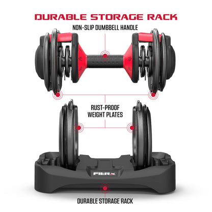 Smartbell 2-Pack Adjustable Dumbbells (5-25 lbs in 2.5 lb Increments) - Quick-Select 9-in-1 for Home Gym, 25 lbs Each